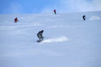Heli snowboarding. Heliskiing Riksgränsen, March 19th 2011  Photo: Andreas Bengtsson