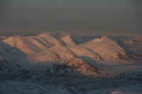 Evening light at Abisko on our way home. Heliski Riksgränsen April 29, 2009. Photo: Andreas Bengtsson