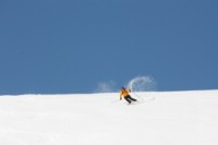 Spring snow+Twintip=True. Heliski Riksgränsen May 8, 2009. Photo: Andreas Bengtsson