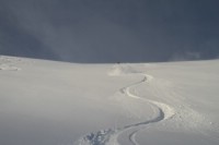 Start of the heliski season 2010. Someone fell over. Photo: Andreas Bengtsson